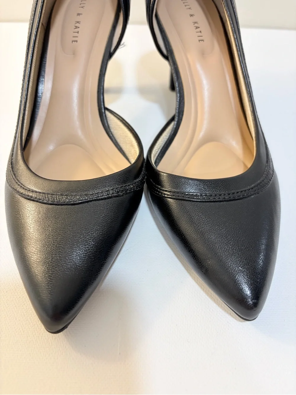 Kelly & Katie Black Pointed Toe Mid Heel Pumps